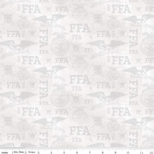 1 Yard End of Bolt - SALE FFA Forever Blue Refreshed Tonal Logos C13952 Off White - Riley Blake - Quilting Cotton Fabric - Licensed Product