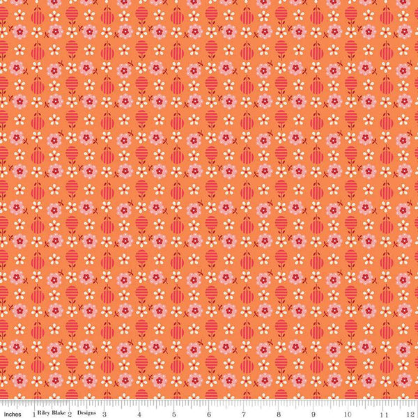 SALE Bee Dots Ida Marie C14160 Pumpkin - Riley Blake Designs -  Floral Flowers - Lori Holt - Quilting Cotton Fabric