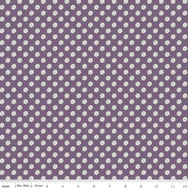 SALE Bee Dots Verona C14165 Plum by Riley Blake Designs - Floral Flowers - Lori Holt - Quilting Cotton Fabric