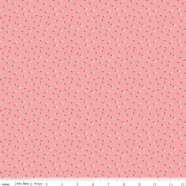 SALE Bee Dots Lillian C14169 Coral - by Riley Blake Designs - Geometric - Lori Holt - Quilting Cotton Fabric