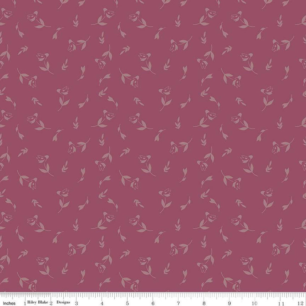 SALE Petal Song Tossed Posies C13713 Wine - Riley Blake Designs - Blossoms Flowers - Quilting Cotton Fabric