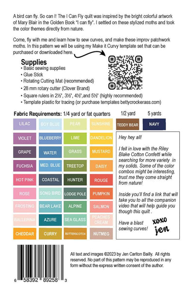 SALE I Can Fly Quilt PATTERN P198 by Jen Carlton Bailly - Riley Blake Designs - INSTRUCTIONS Only - Fat Quarter Friendly