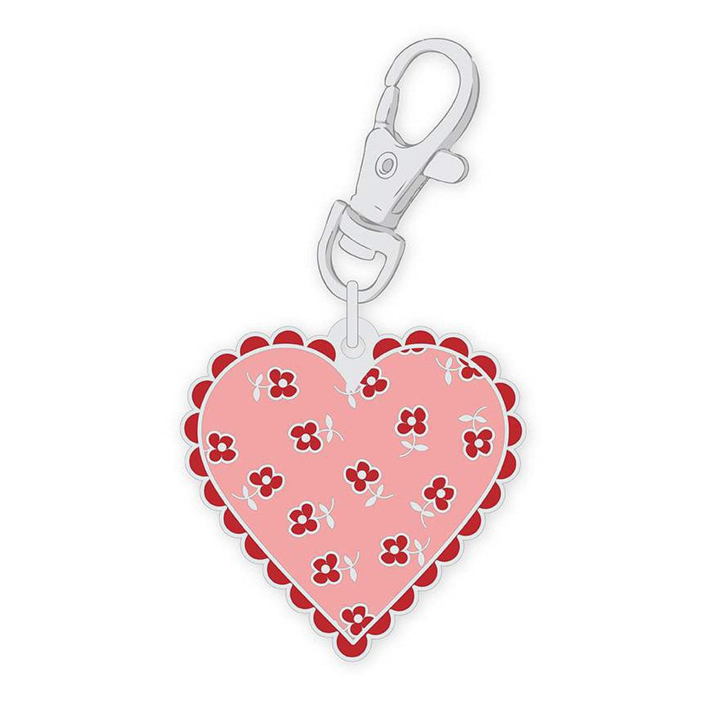 SALE Lori Holt Bee Dots Enamel Happy Charm Heart ST-33025 - Riley Blake Designs - Approximately 1 1/2" x 1 1/2"