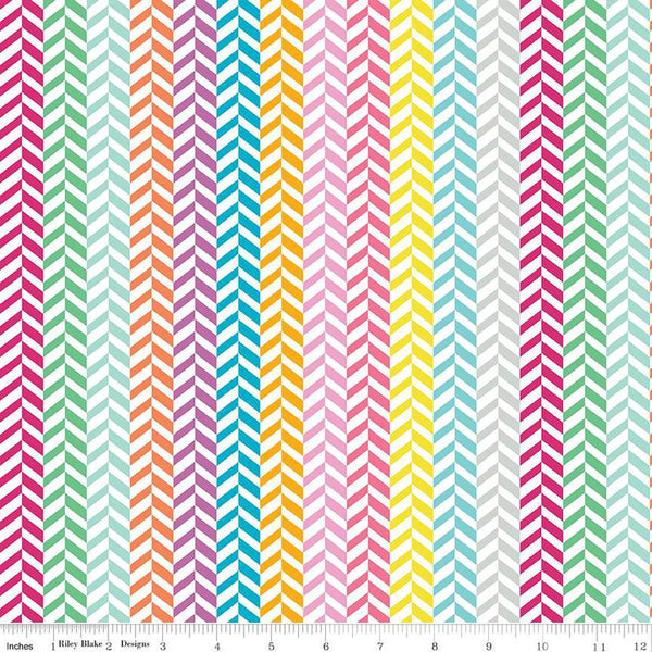 SALE Effervescence Herringbone C13730 Multi by Riley Blake Designs - On White - Quilting Cotton Fabric