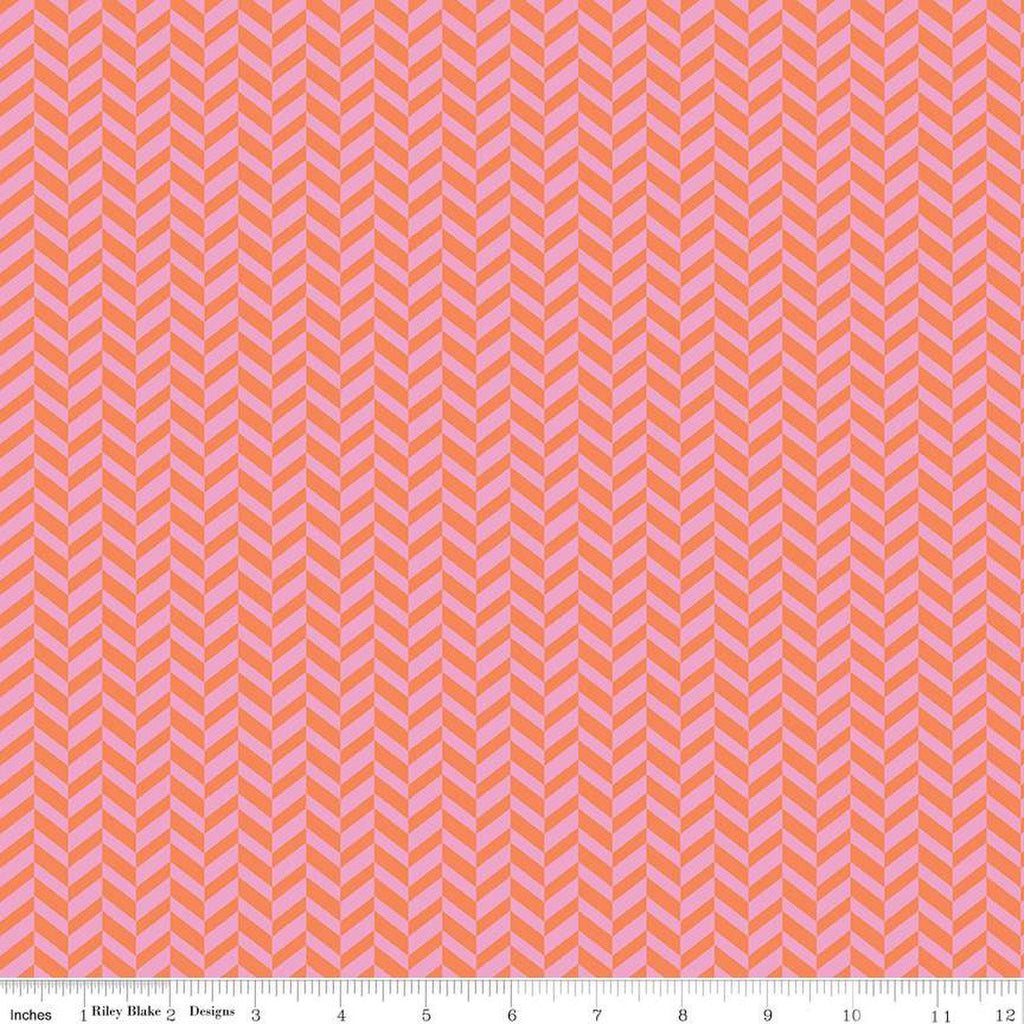 CLEARANCE Effervescence Herringbone C13730 Pink/Orange by Riley Blake Designs - Quilting Cotton Fabric