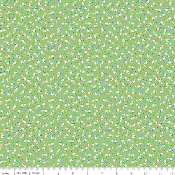 SALE Storytime 30s Ducks C13860 Green - Riley Blake Designs - Ducks Dots - Quilting Cotton Fabric