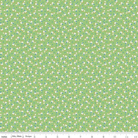 Storytime 30s Ducks C13860 Green - Riley Blake Designs - Ducks Dots - Quilting Cotton Fabric