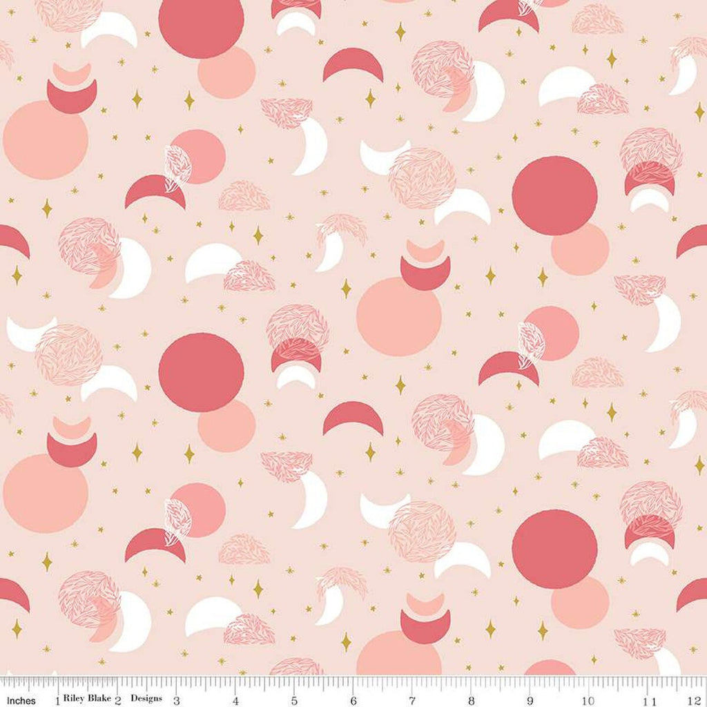 SALE Moonchild Eclipse SC13822 Ballerina SPARKLE - Riley Blake Designs - Moons Stars Gold SPARKLE - Quilting Cotton Fabric
