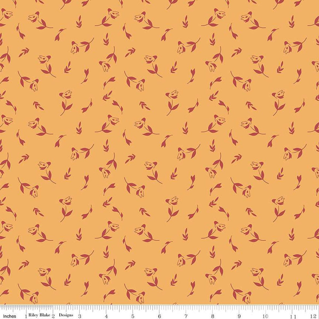 SALE Petal Song Tossed Posies C13713 Honey by Riley Blake Designs - Floral Flowers  - Quilting Cotton Fabric