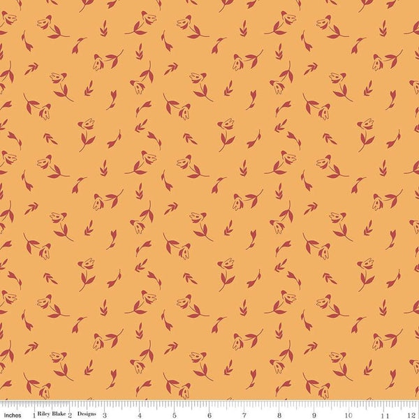 SALE Petal Song Tossed Posies C13713 Honey by Riley Blake Designs - Floral Flowers  - Quilting Cotton Fabric