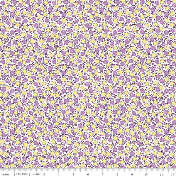 SALE Storytime 30s Dots Floral C13865 Purple - Riley Blake Designs - Flowers - Quilting Cotton Fabric