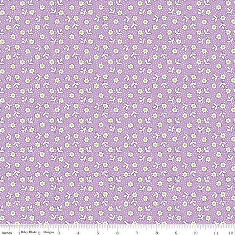 Storytime 30s Dots Daisies C13866 Violet - Riley Blake Designs - Floral Flowers - Quilting Cotton Fabric