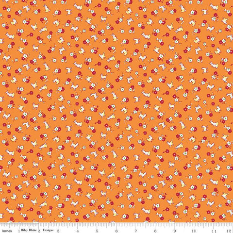 Storytime 30s Animals C13868 Orange - Riley Blake Designs - Animals Blossoms - Quilting Cotton Fabric