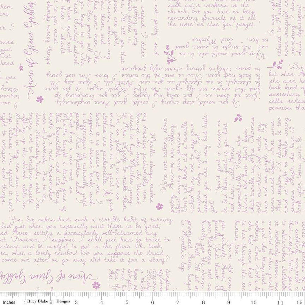 Anne of Green Gables Text C13852 Cream - Riley Blake Designs - Quotes - Quilting Cotton Fabric - Licensed Product