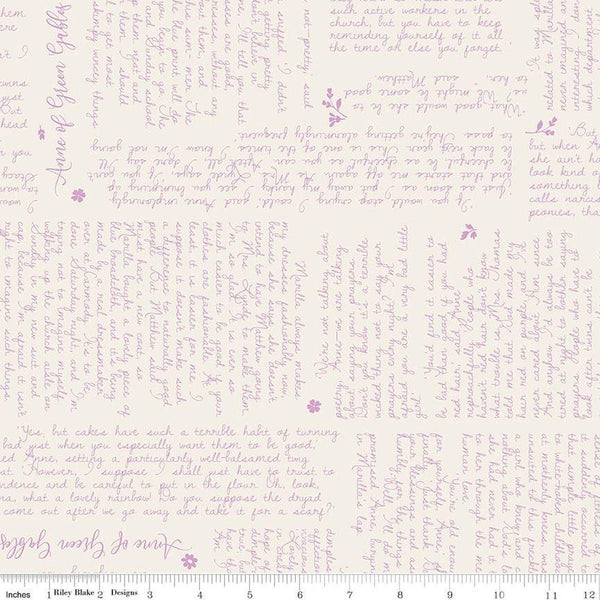 Anne of Green Gables Text C13852 Cream - Riley Blake Designs - Quotes - Quilting Cotton Fabric - Licensed Product