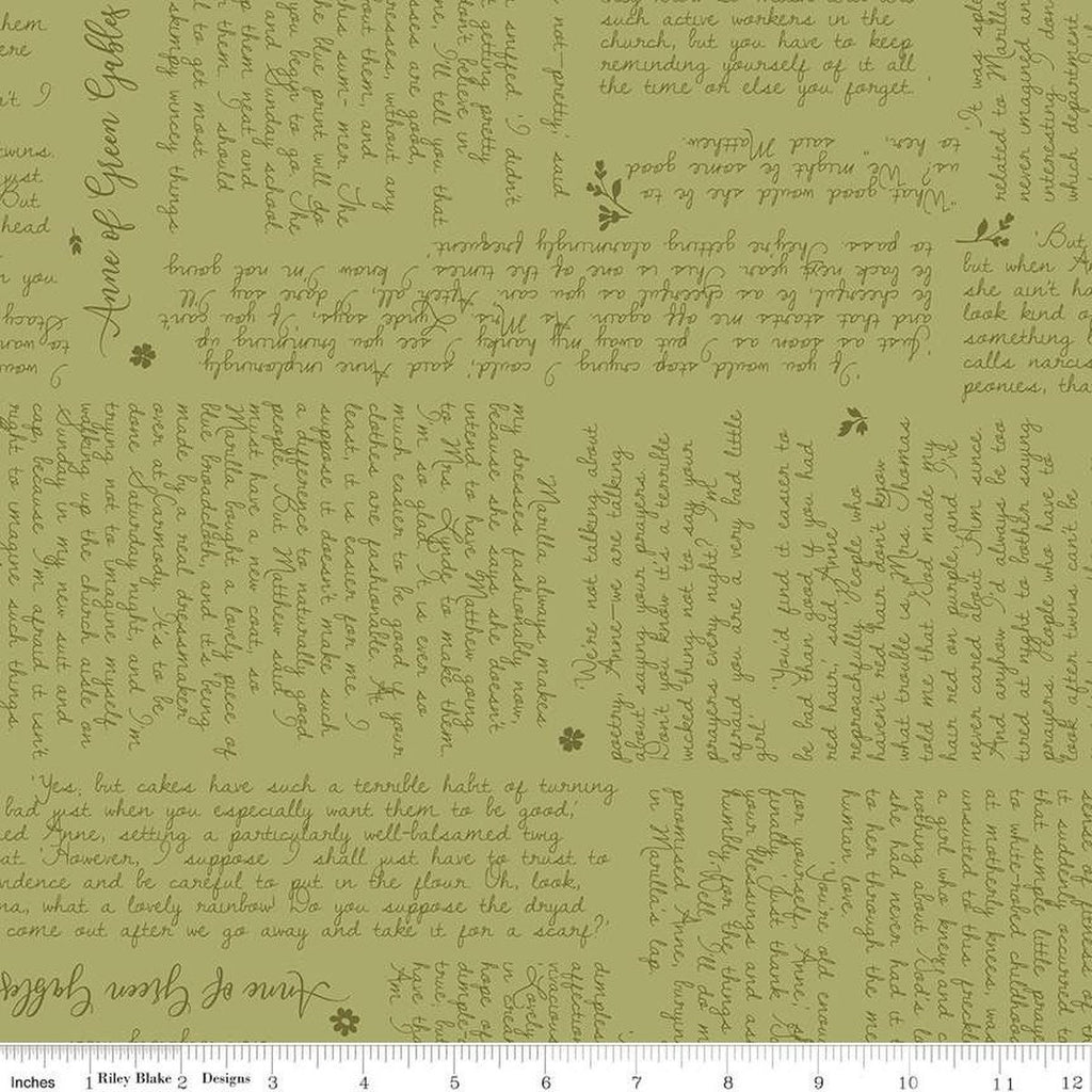 12" End of Bolt- Anne of Green Gables Text C13852 Fern - Riley Blake Designs - Quotes - Quilting Cotton Fabric - Licensed Product