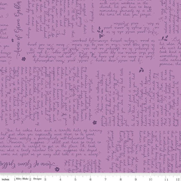 Anne of Green Gables Text C13852 Violet - Riley Blake Designs - Quotes - Quilting Cotton Fabric - Licensed Product