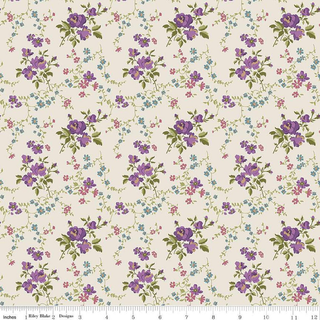 Anne of Green Gables Floral C13853 Cream - Riley Blake Designs - Flowers Leaves - Quilting Cotton Fabric - Licensed Product