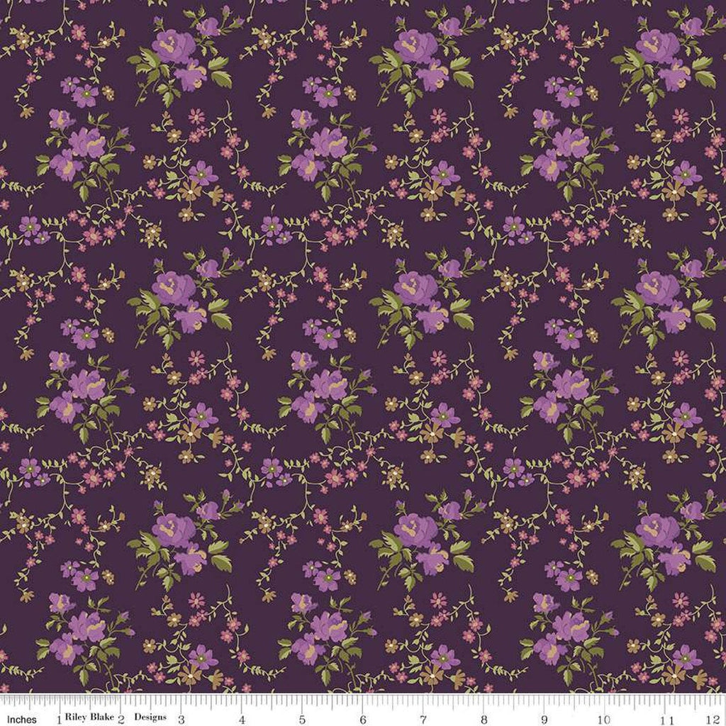 Anne of Green Gables Floral C13853 Wine - Riley Blake Designs - Flowers Leaves - Quilting Cotton Fabric - Licensed Product