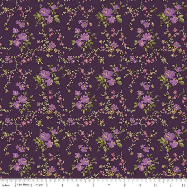 Anne of Green Gables Floral C13853 Wine - Riley Blake Designs - Flowers Leaves - Quilting Cotton Fabric - Licensed Product