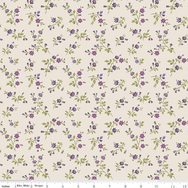 Anne of Green Gables Stems C13854 Cream - Riley Blake Designs - Floral Flowers Leaves - Quilting Cotton Fabric - Licensed Product