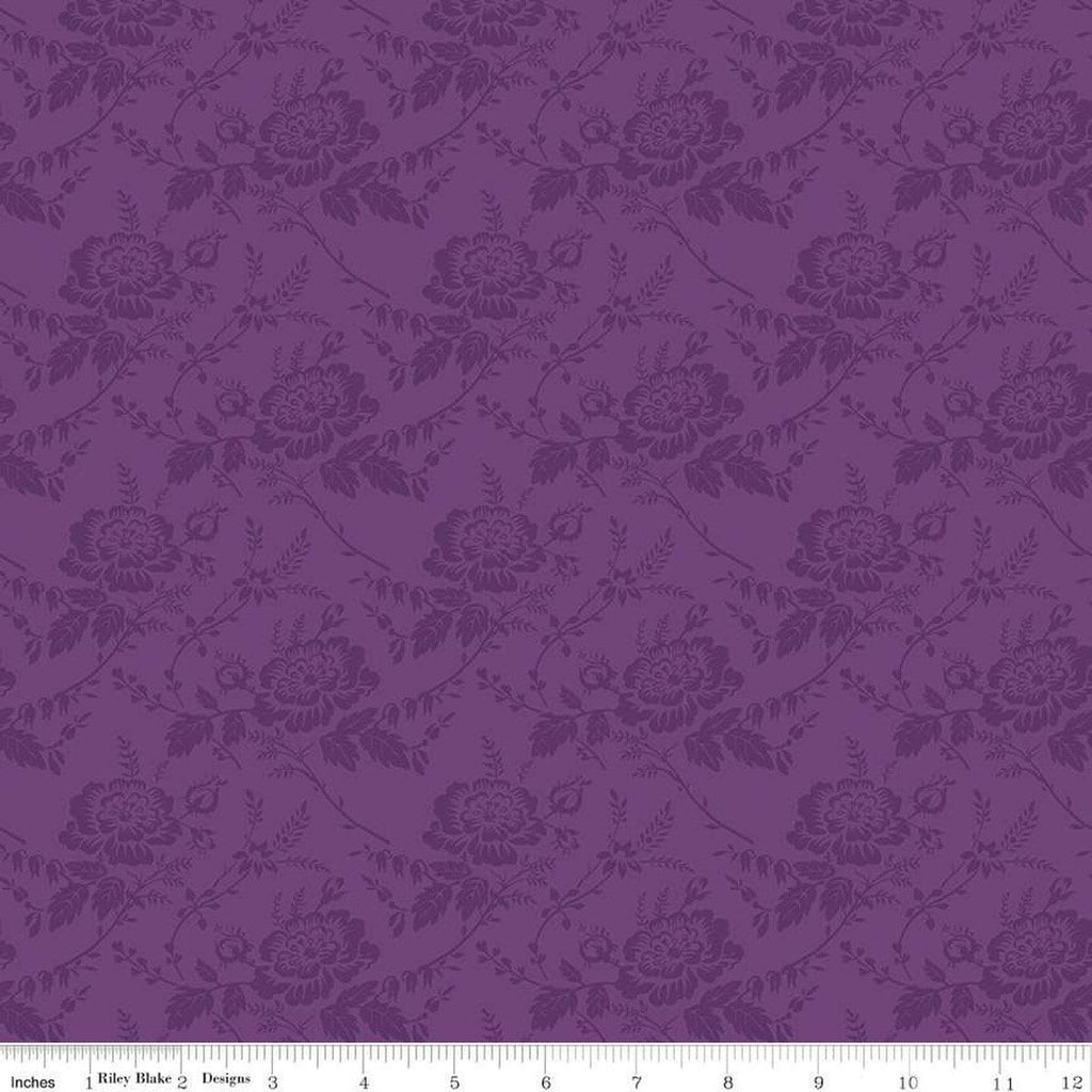 Anne of Green Gables Damask C13855 Eggplant - Riley Blake Designs - Floral Flowers Leaves - Quilting Cotton Fabric - Licensed Product