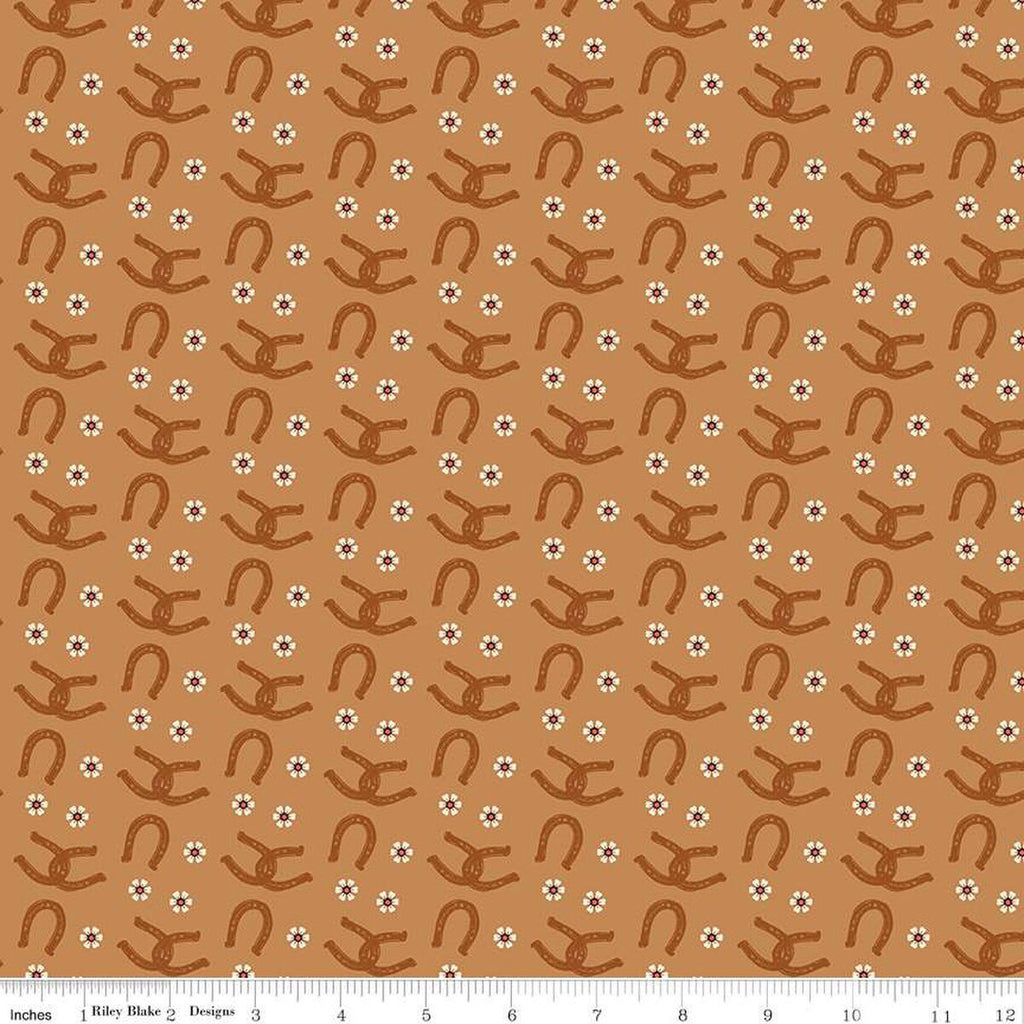 Wild Rose Horseshoes C14045 Sienna by Riley Blake Designs - Flowers Western - Quilting Cotton Fabric