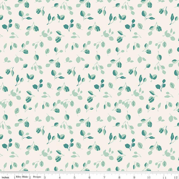 SALE Porch Swing Eucalyptus C14053 Cream by Riley Blake Designs - Leaf Leaves - Quilting Cotton Fabric