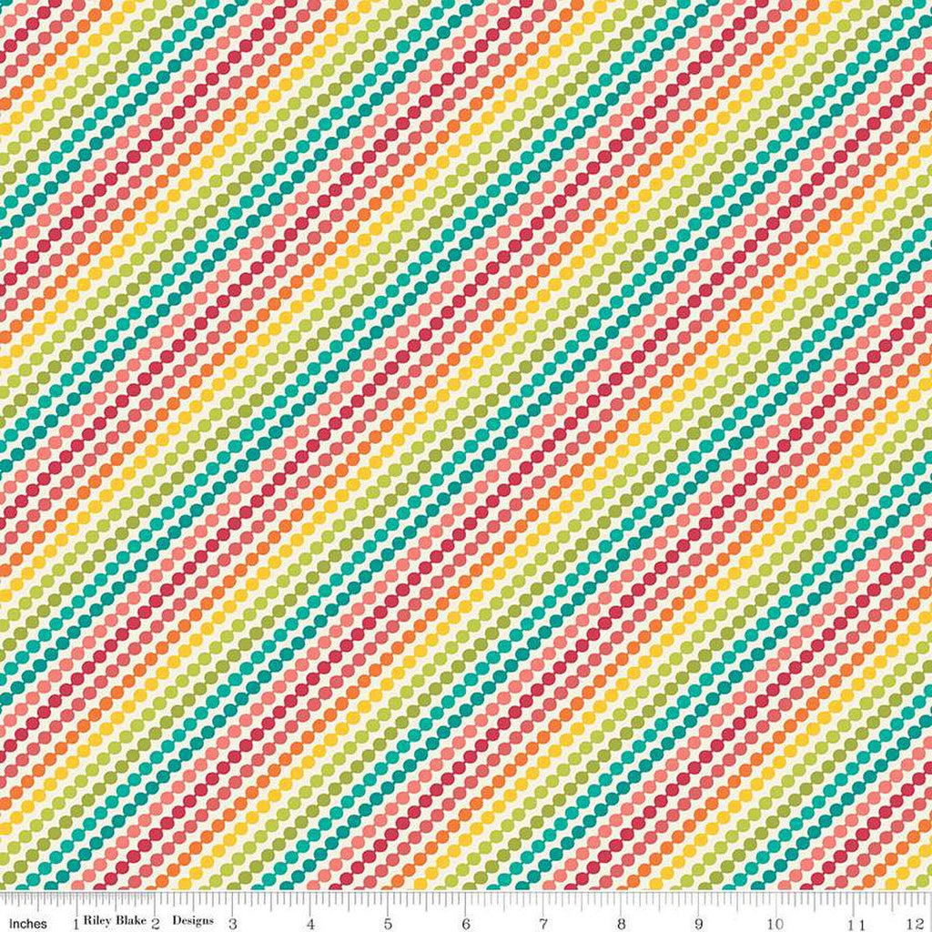CLEARANCE Market Street Rainbow Stripes C14122 Cream by Riley Blake Designs - Diagonal Beaded Stripe Striped - Quilting Cotton Fabric