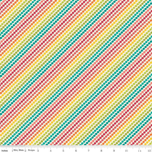 CLEARANCE Market Street Rainbow Stripes C14122 Cream by Riley Blake Designs - Diagonal Beaded Stripe Striped - Quilting Cotton Fabric