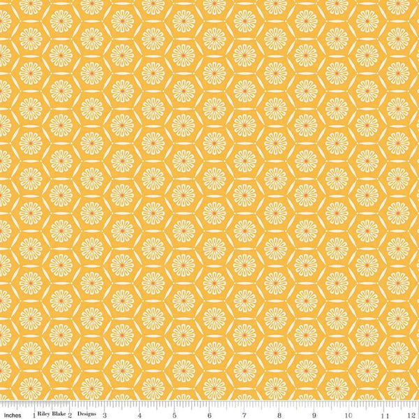 SALE Market Street Hexagons C14125 Yellow by Riley Blake Designs - Geometric Floral - Quilting Cotton Fabric
