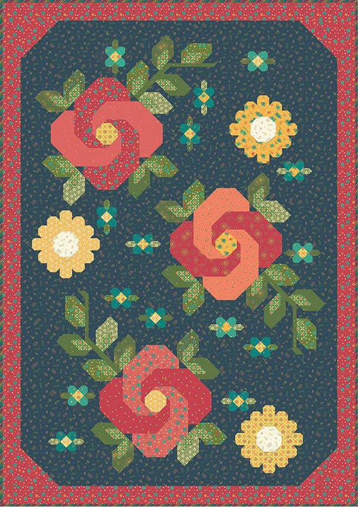 Sew Fast Steal! Midnight Rose Garden Quilt PATTERN P154 by Heather Peterson - Riley Blake Designs - INSTRUCTIONS Only - Pieced No Y Seams