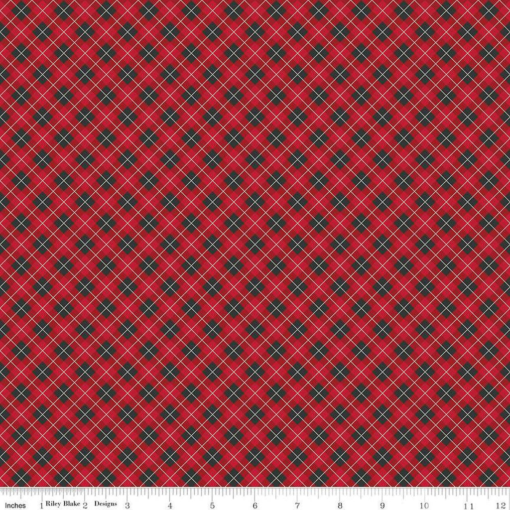 SALE Woodsman Bias Plaid C13765 Red/Black by Riley Blake Designs - Diagonal - Quilting Cotton Fabric