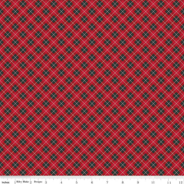 SALE Woodsman Bias Plaid C13765 Red/Black by Riley Blake Designs - Diagonal - Quilting Cotton Fabric