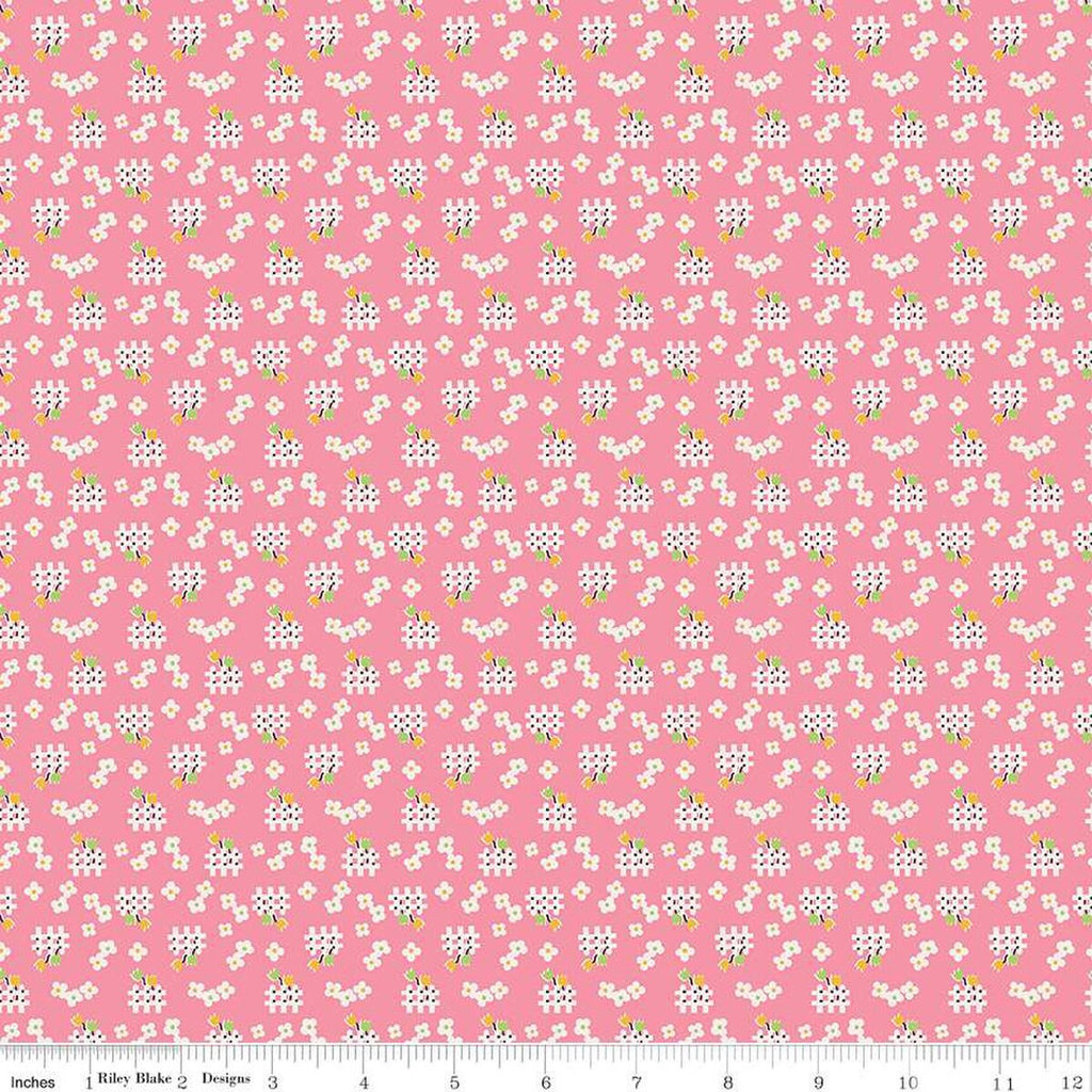 SALE Storytime 30s Fences C13861 Pink - Riley Blake Designs - Floral Flowers - Quilting Cotton Fabric