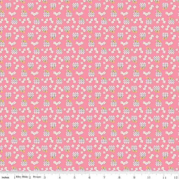 SALE Storytime 30s Fences C13861 Pink - Riley Blake Designs - Floral Flowers - Quilting Cotton Fabric