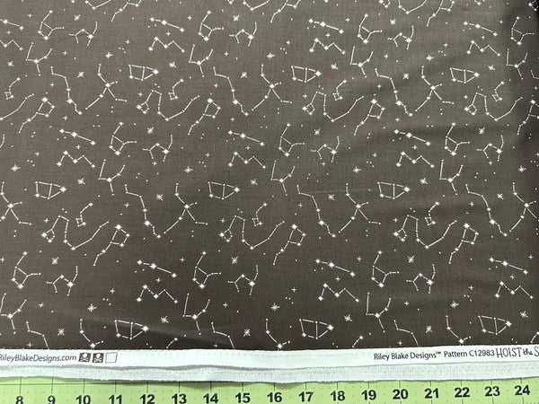 Hoist the Sails Constellations C12983 Black by Riley Blake Designs - Off White Stars Star - Quilting Cotton Fabric