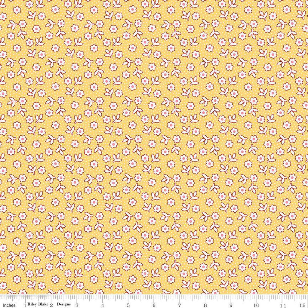 SALE Storytime 30s Dots Daisies C13866 Honey - Riley Blake Designs - Floral Flowers - Quilting Cotton Fabric