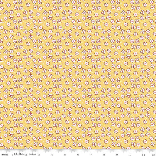 SALE Storytime 30s Dots Daisies C13866 Honey - Riley Blake Designs - Floral Flowers - Quilting Cotton Fabric