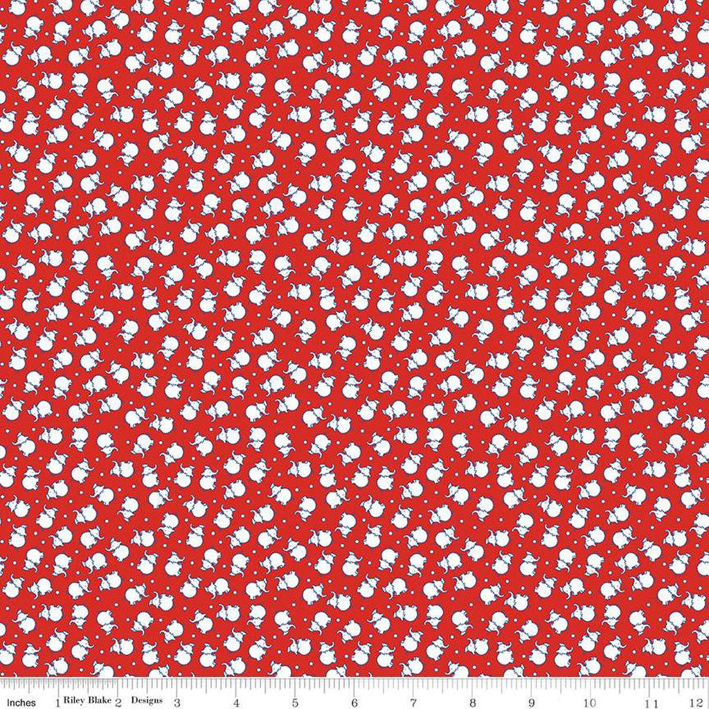 SALE Storytime 30s Elephants C13867 Red by Riley Blake Designs - Elephants Dots - Quilting Cotton Fabric