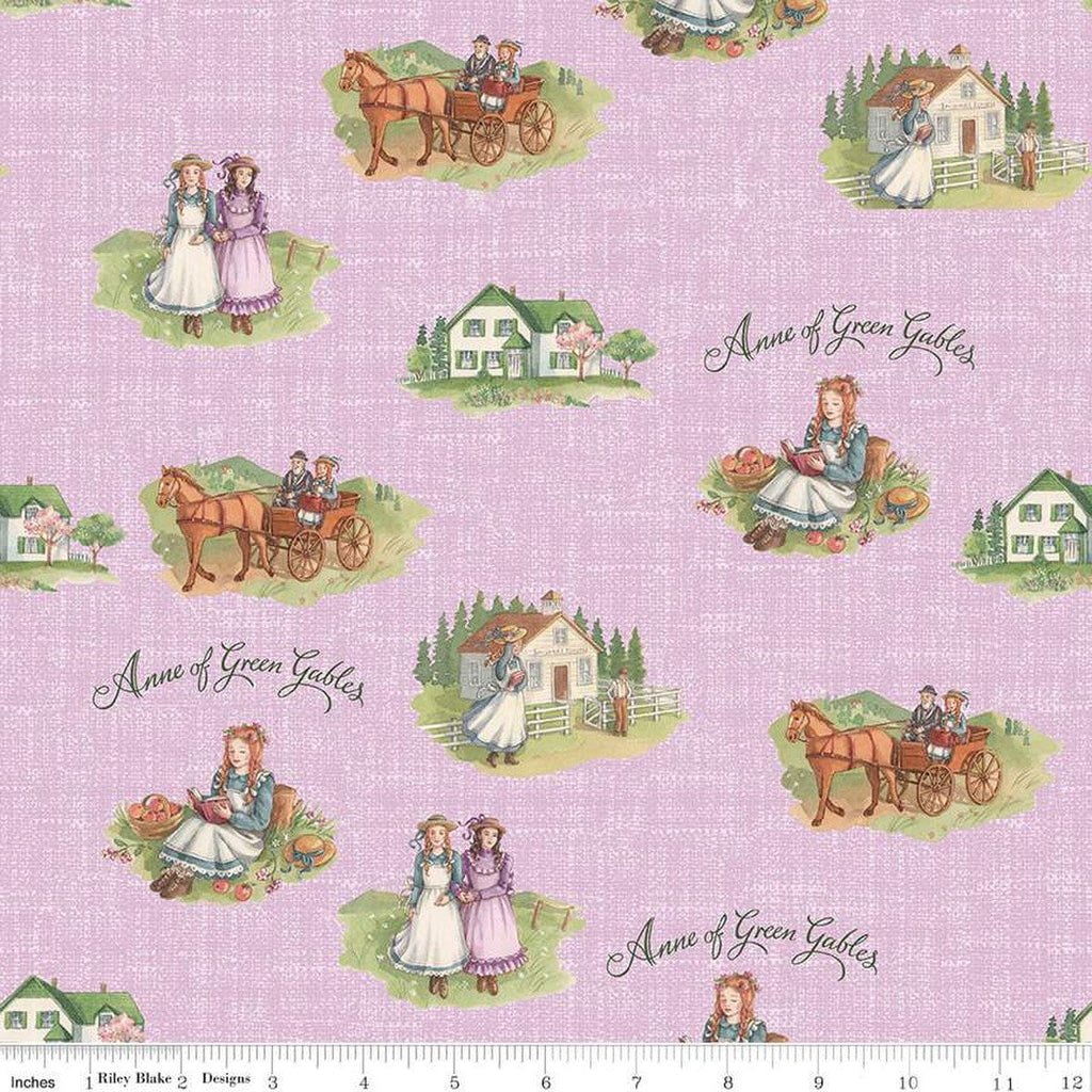 26" End of Bolt - Anne of Green Gables Anne and Friends C13851 Lavender - Riley Blake Designs - Text - Quilting Cotton - Licensed Product