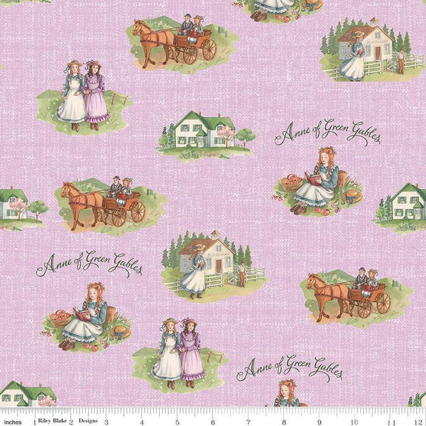 26" End of Bolt - Anne of Green Gables Anne and Friends C13851 Lavender - Riley Blake Designs - Text - Quilting Cotton - Licensed Product