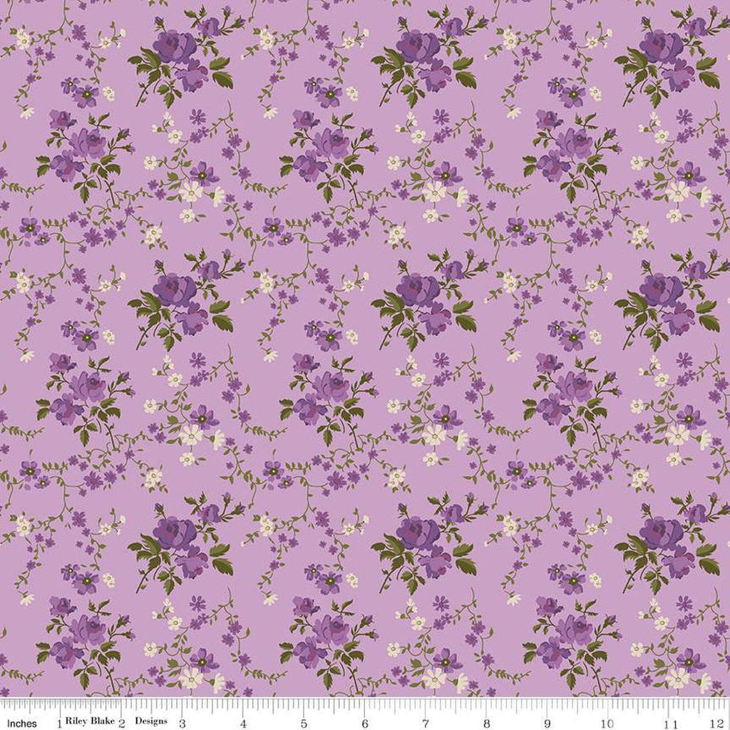 Anne of Green Gables Floral C13853 Violet - Riley Blake Designs - Flowers Leaves - Quilting Cotton Fabric - Licensed Product