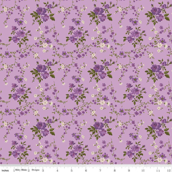 Anne of Green Gables Floral C13853 Violet - Riley Blake Designs - Flowers Leaves - Quilting Cotton Fabric - Licensed Product