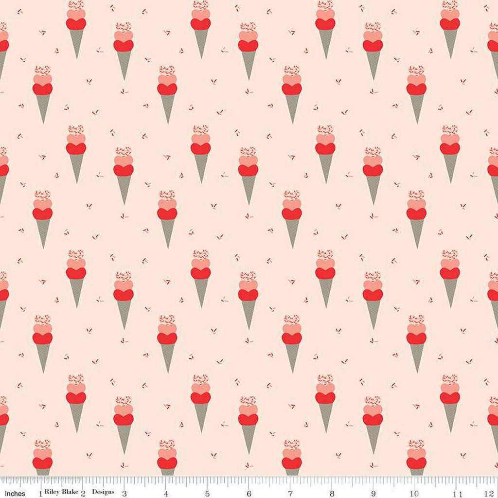 SALE I Love Us Cones C13961 Ballerina by Riley Blake Designs - Valentine's Day Valentines Ice Cream Cones - Quilting Cotton Fabric