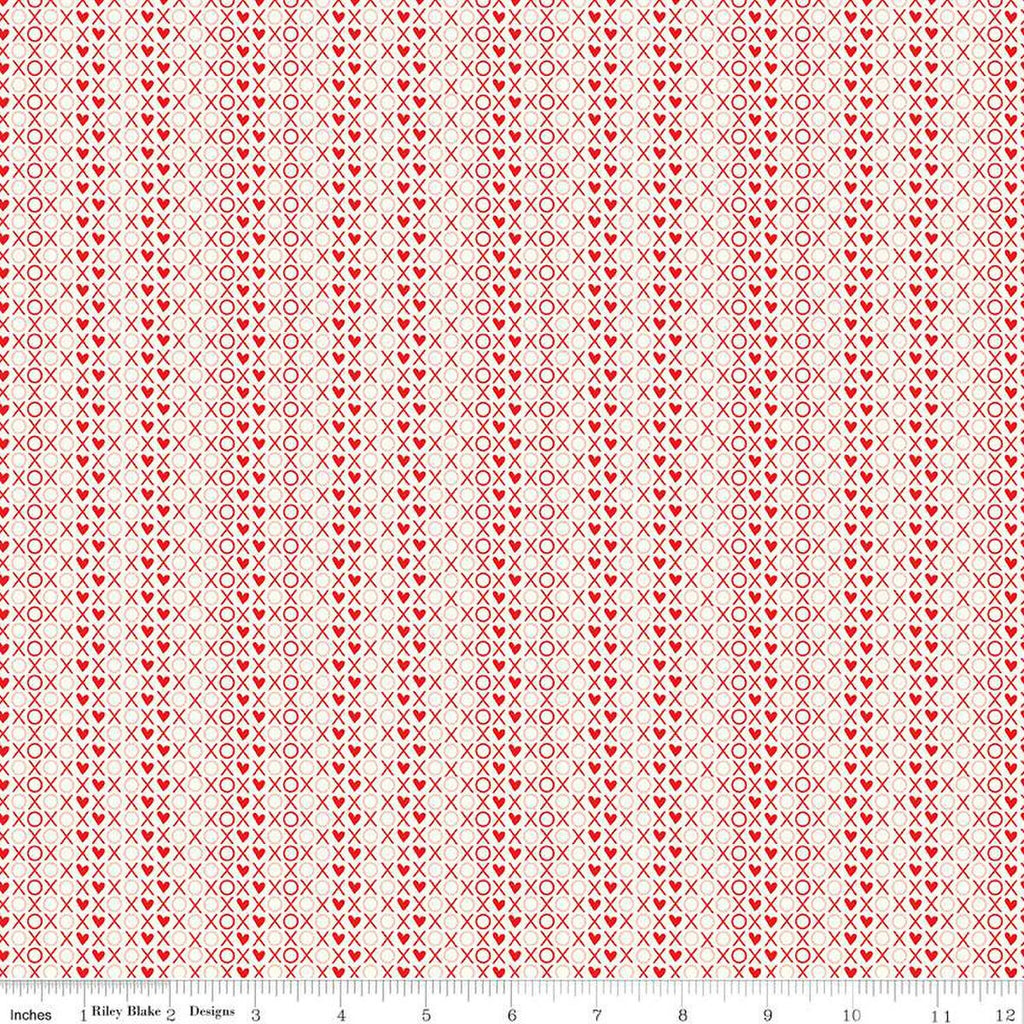 SALE I Love Us XOX C13969 Cream  - Riley Blake Designs - Valentine's Day Valentines Hearts X's O's - Quilting Cotton Fabric
