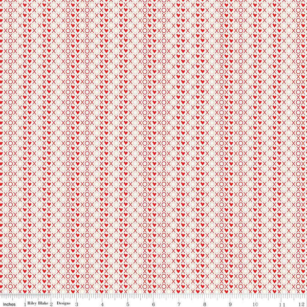 SALE I Love Us XOX C13969 Cream  - Riley Blake Designs - Valentine's Day Valentines Hearts X's O's - Quilting Cotton Fabric