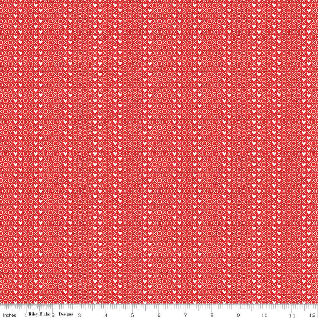 SALE I Love Us XOX C13969 Red - Riley Blake Designs - Valentine's Day Valentines Hearts X's O's - Quilting Cotton Fabric
