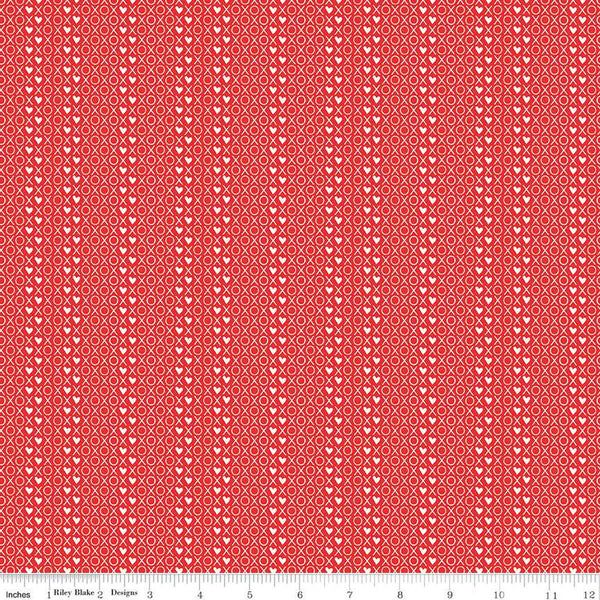 SALE I Love Us XOX C13969 Red - Riley Blake Designs - Valentine's Day Valentines Hearts X's O's - Quilting Cotton Fabric