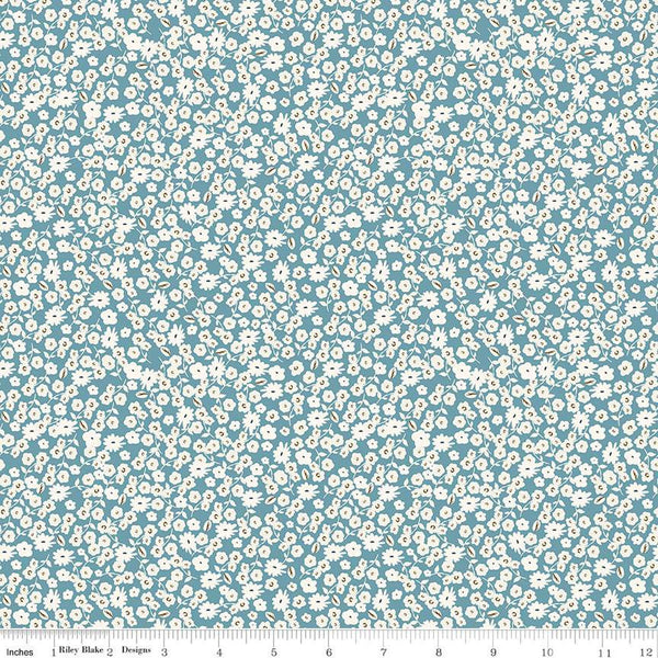 SALE Spring Gardens Blossoms C14113 Blue by Riley Blake Designs - Floral Flowers - Quilting Cotton Fabric